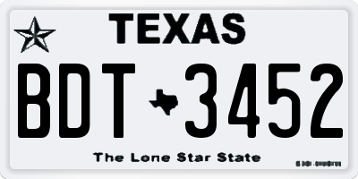 TX license plate BDT3452