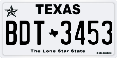 TX license plate BDT3453
