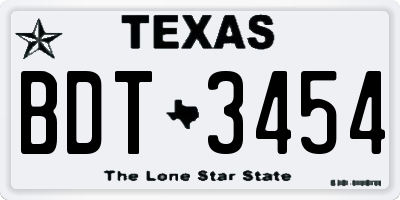 TX license plate BDT3454