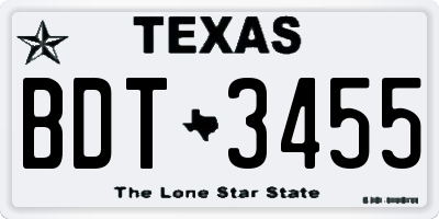 TX license plate BDT3455