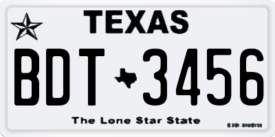 TX license plate BDT3456