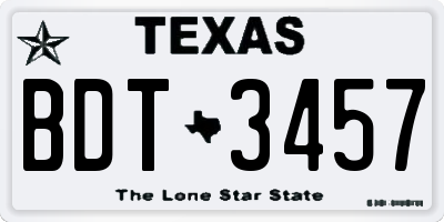 TX license plate BDT3457