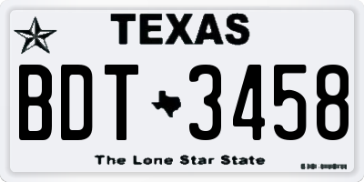 TX license plate BDT3458