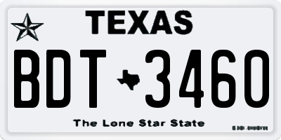 TX license plate BDT3460