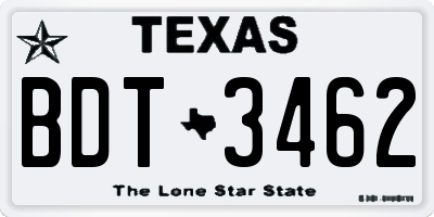 TX license plate BDT3462