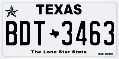TX license plate BDT3463