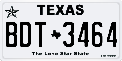 TX license plate BDT3464