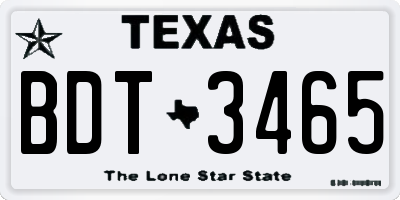 TX license plate BDT3465