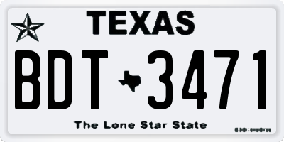 TX license plate BDT3471