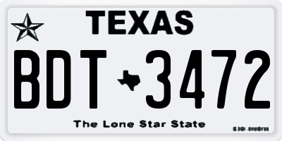 TX license plate BDT3472