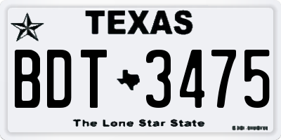TX license plate BDT3475