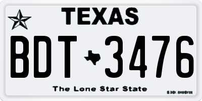 TX license plate BDT3476