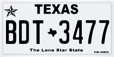 TX license plate BDT3477