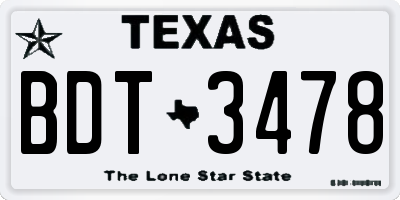 TX license plate BDT3478