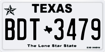 TX license plate BDT3479