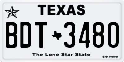 TX license plate BDT3480