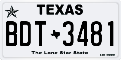TX license plate BDT3481