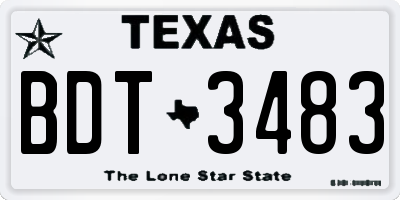 TX license plate BDT3483