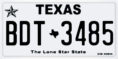 TX license plate BDT3485