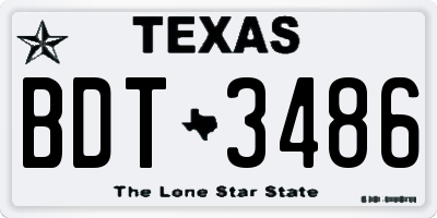 TX license plate BDT3486