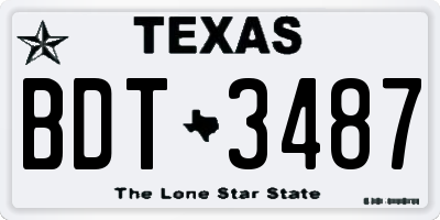 TX license plate BDT3487