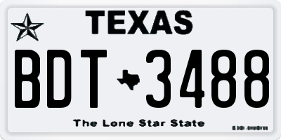 TX license plate BDT3488