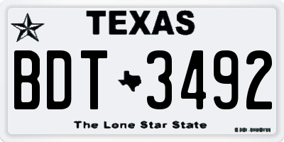TX license plate BDT3492