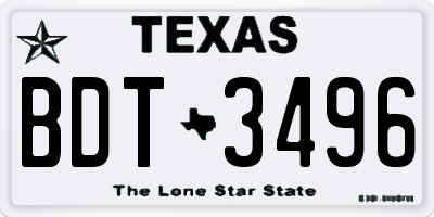 TX license plate BDT3496