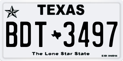 TX license plate BDT3497