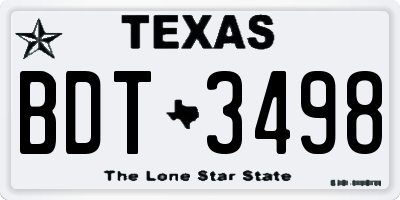 TX license plate BDT3498