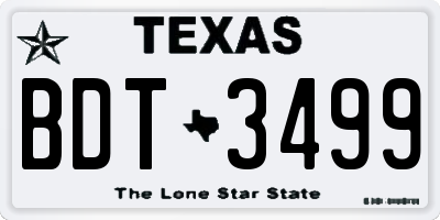 TX license plate BDT3499