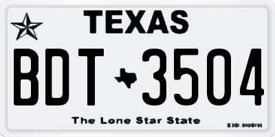TX license plate BDT3504