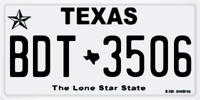 TX license plate BDT3506