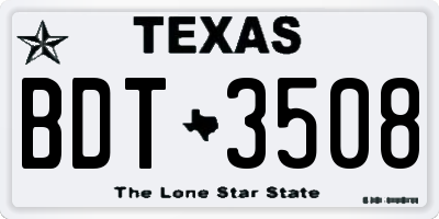 TX license plate BDT3508