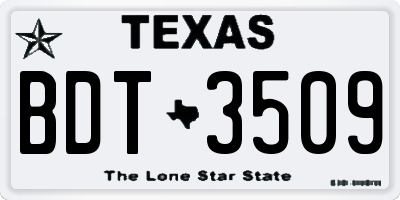 TX license plate BDT3509
