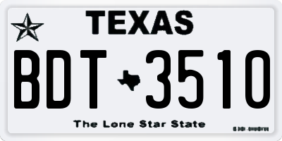 TX license plate BDT3510
