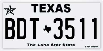TX license plate BDT3511