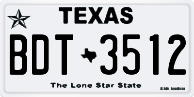 TX license plate BDT3512