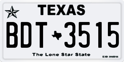 TX license plate BDT3515