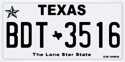 TX license plate BDT3516
