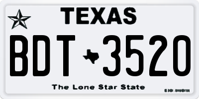 TX license plate BDT3520