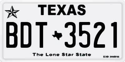 TX license plate BDT3521