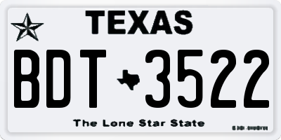 TX license plate BDT3522