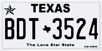 TX license plate BDT3524