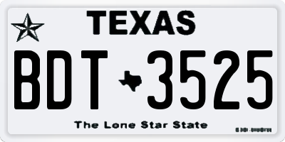 TX license plate BDT3525