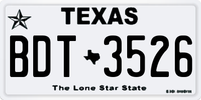 TX license plate BDT3526