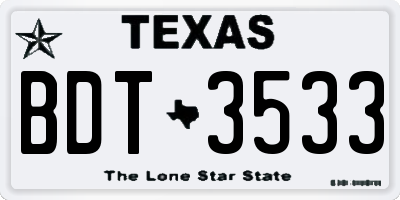 TX license plate BDT3533