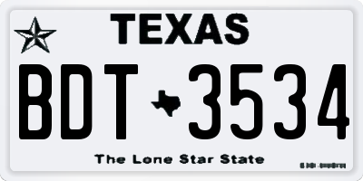 TX license plate BDT3534