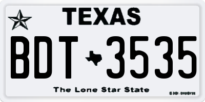 TX license plate BDT3535