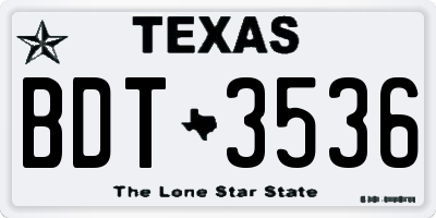 TX license plate BDT3536